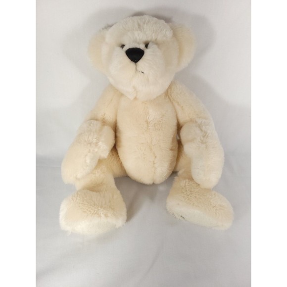 Cottage Collectibles Sue Coe Bear White Plush 18" Vintage 1999 Curved Paws GANZ - Picture 1 of 12
